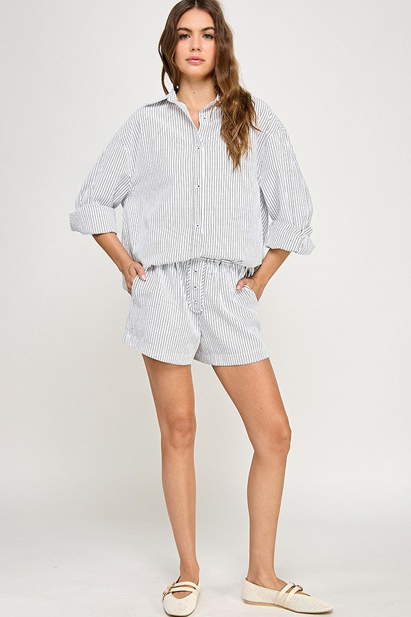 TIE BACK STRIPED SHIRT