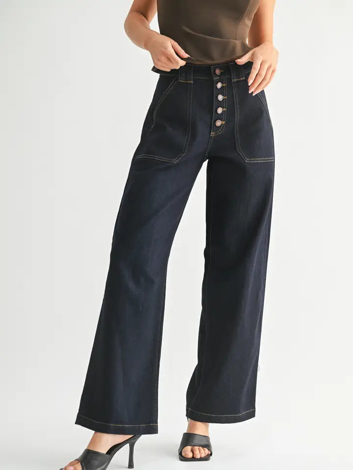 BUTTON DOWN SLIM WIDE JEAN