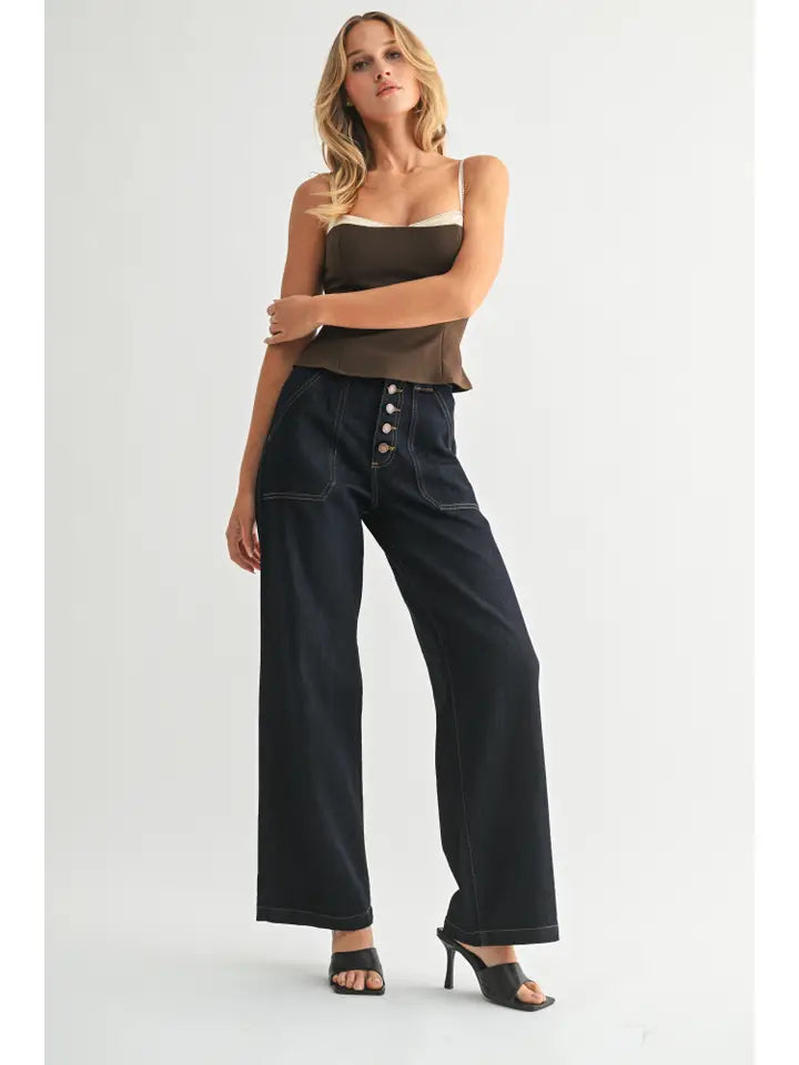 BUTTON DOWN SLIM WIDE JEAN