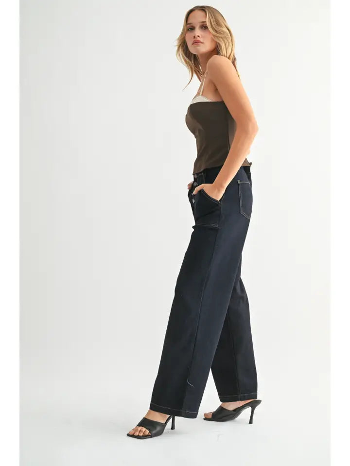 BUTTON DOWN SLIM WIDE JEAN