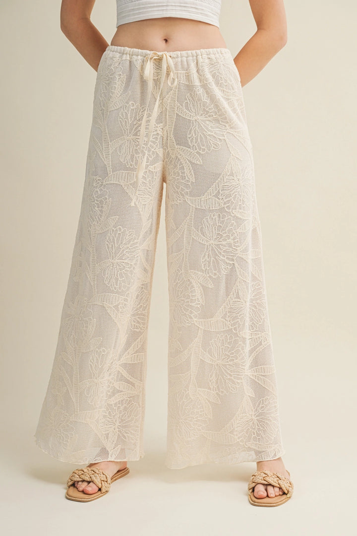 FLORAL BURNOUT WIDE LEG PANT