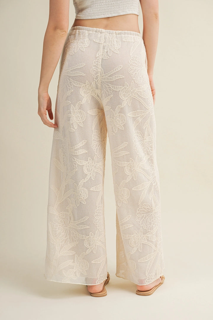 FLORAL BURNOUT WIDE LEG PANT