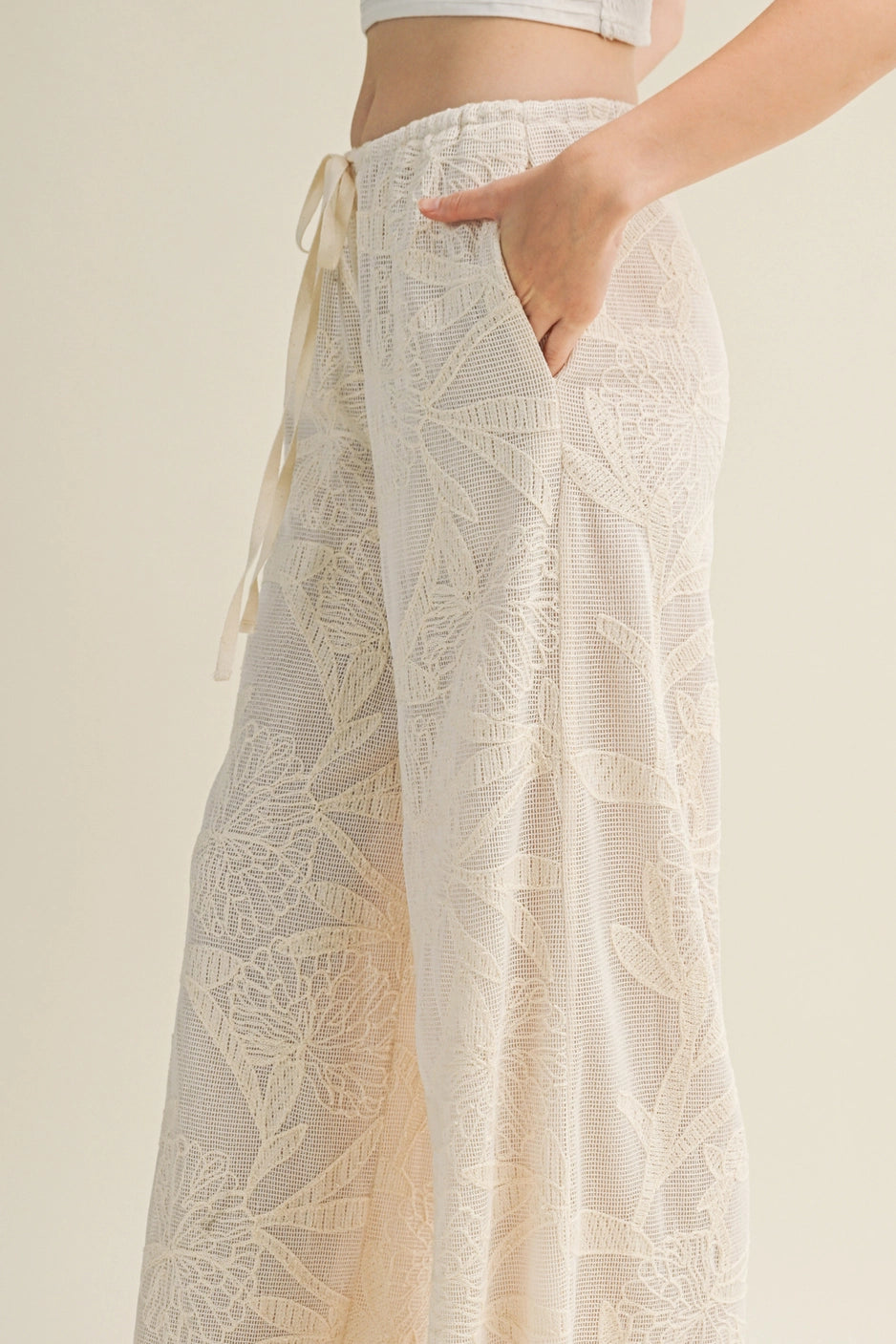 FLORAL BURNOUT WIDE LEG PANT