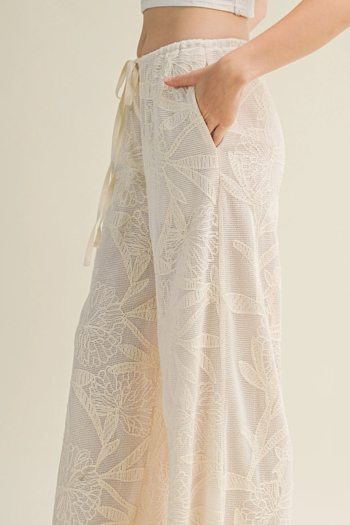 FLORAL BURNOUT WIDE LEG PANT