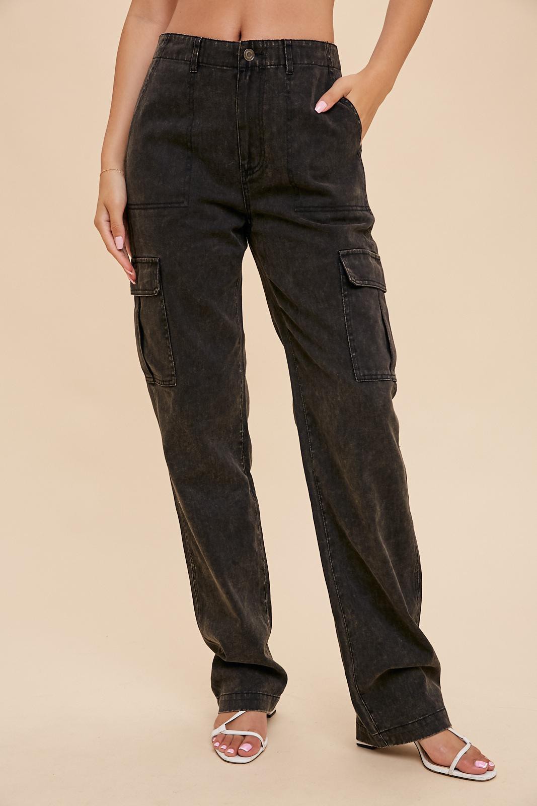 STONE WASHED CARGO PANTS