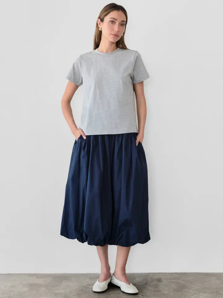 LANIE LONG TOP STAPLE TEE HEATHER GREY