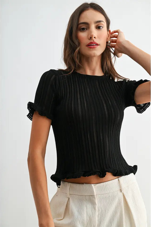 CAMBRIE RIBBED KNIT TOP