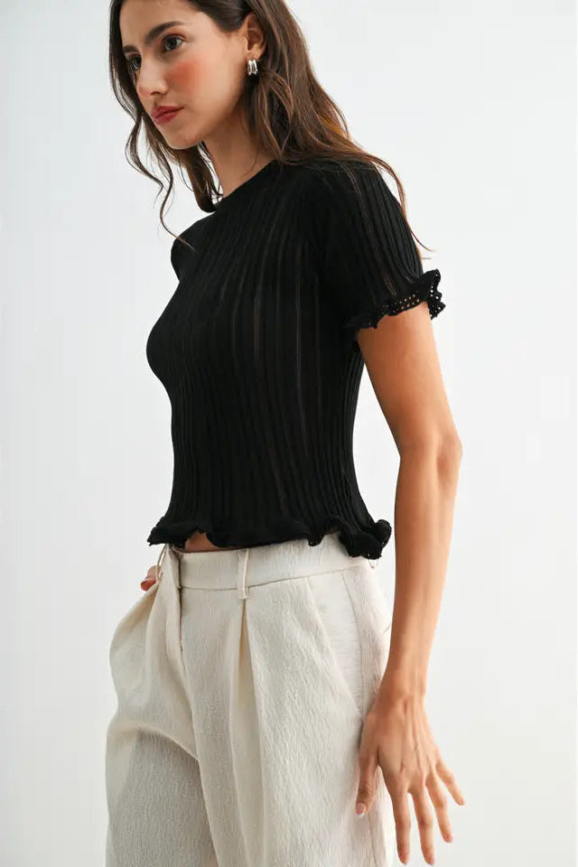 CAMBRIE RIBBED KNIT TOP