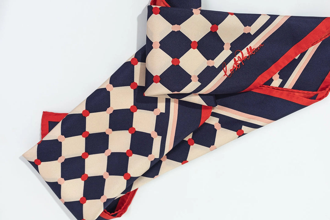 CHECKERBOARD SILK BANDANA