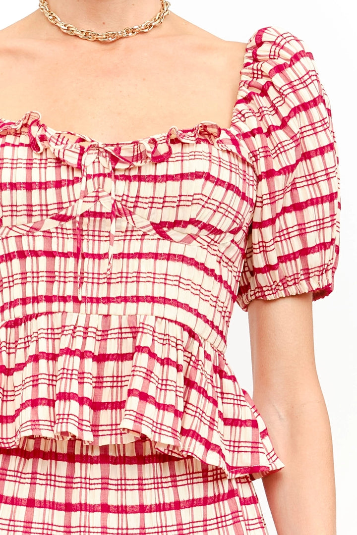 CLEMENCE PLAID BLOUSE