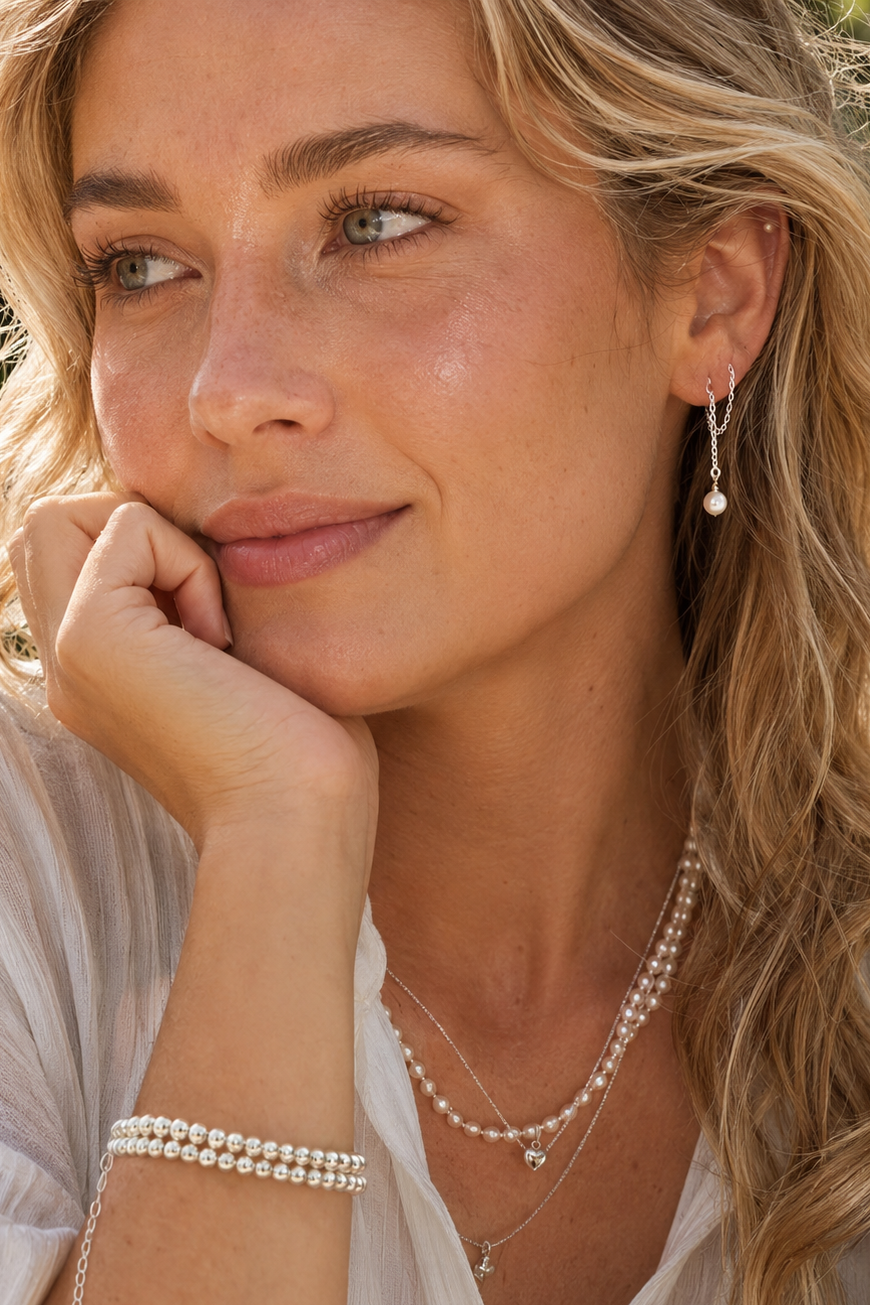 CORDELIA PEARL THREADER  EARRINGS