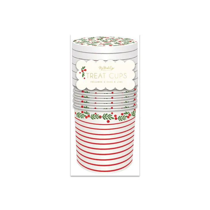 HOLLY AND STRIPES TREAT CUPS