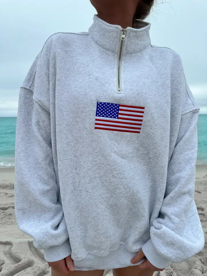 VINTAGE AMERICAN FLAG QUARTER ZIP