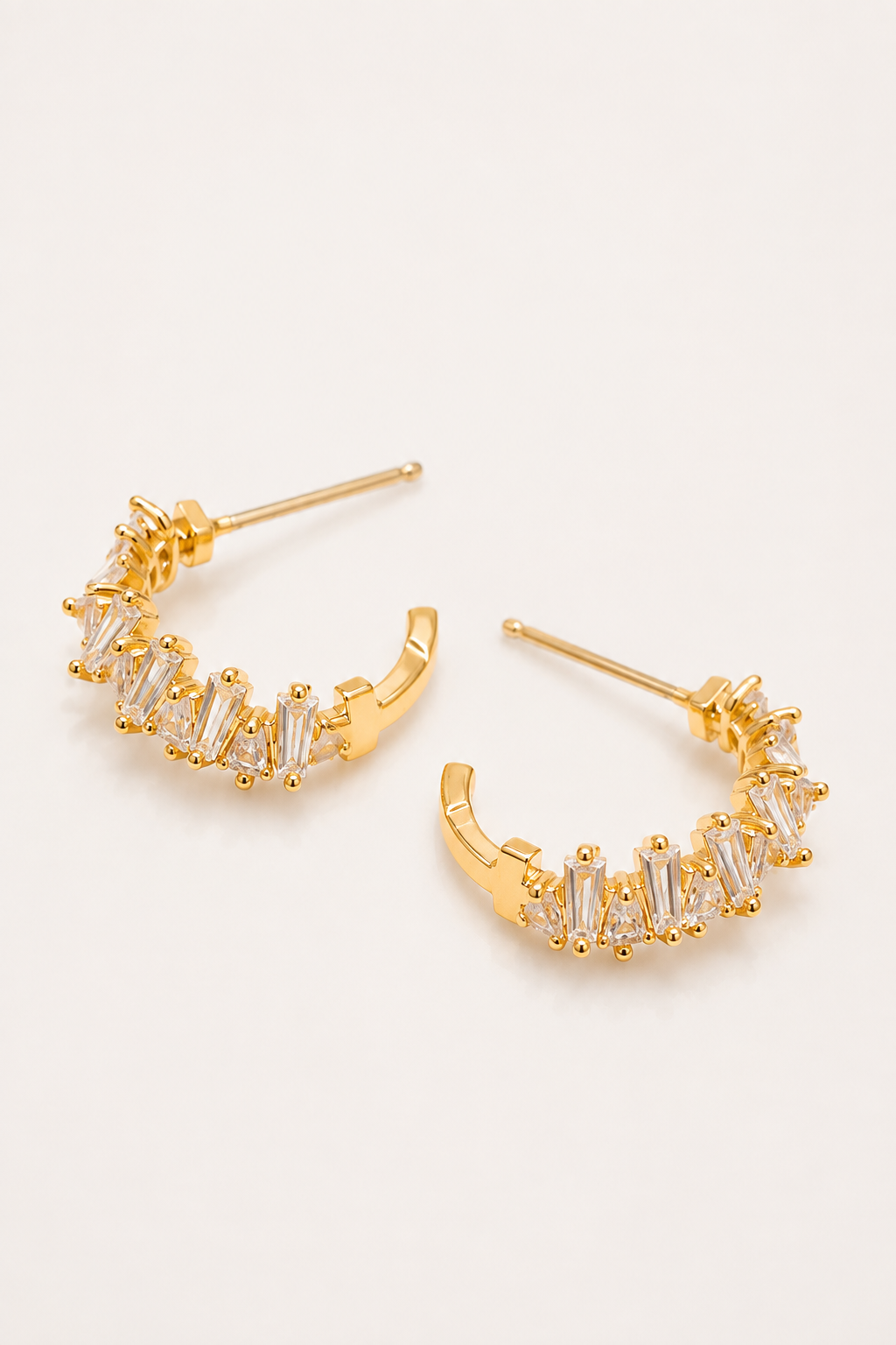 TAPERED BAGUETTE CZ HOOPS