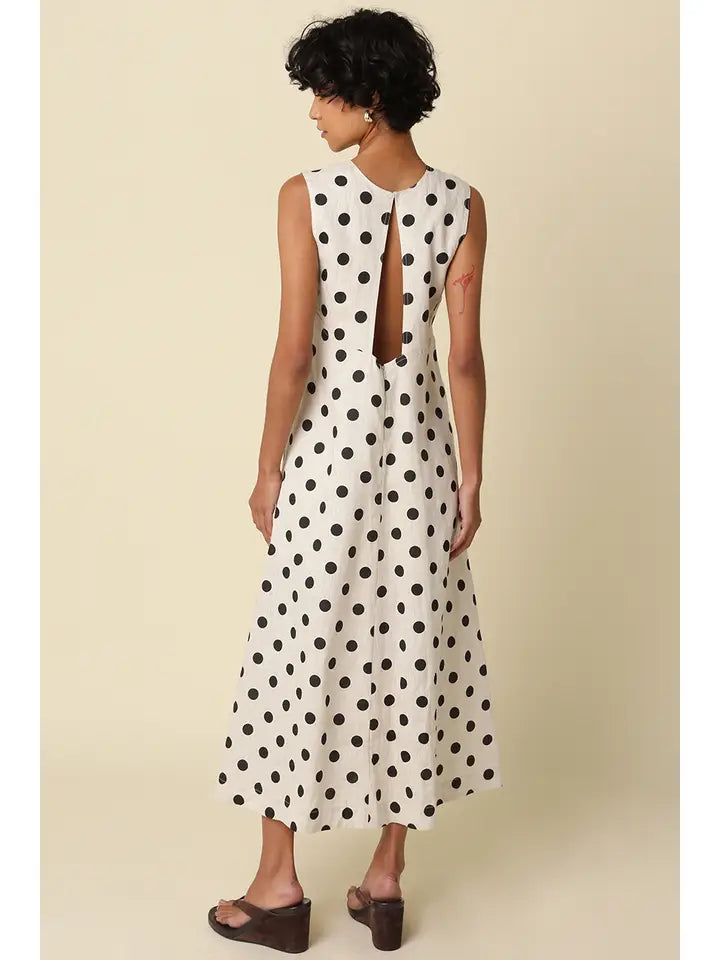 ALEXA POLKA DOT OPEN BACK MAXI DRESS