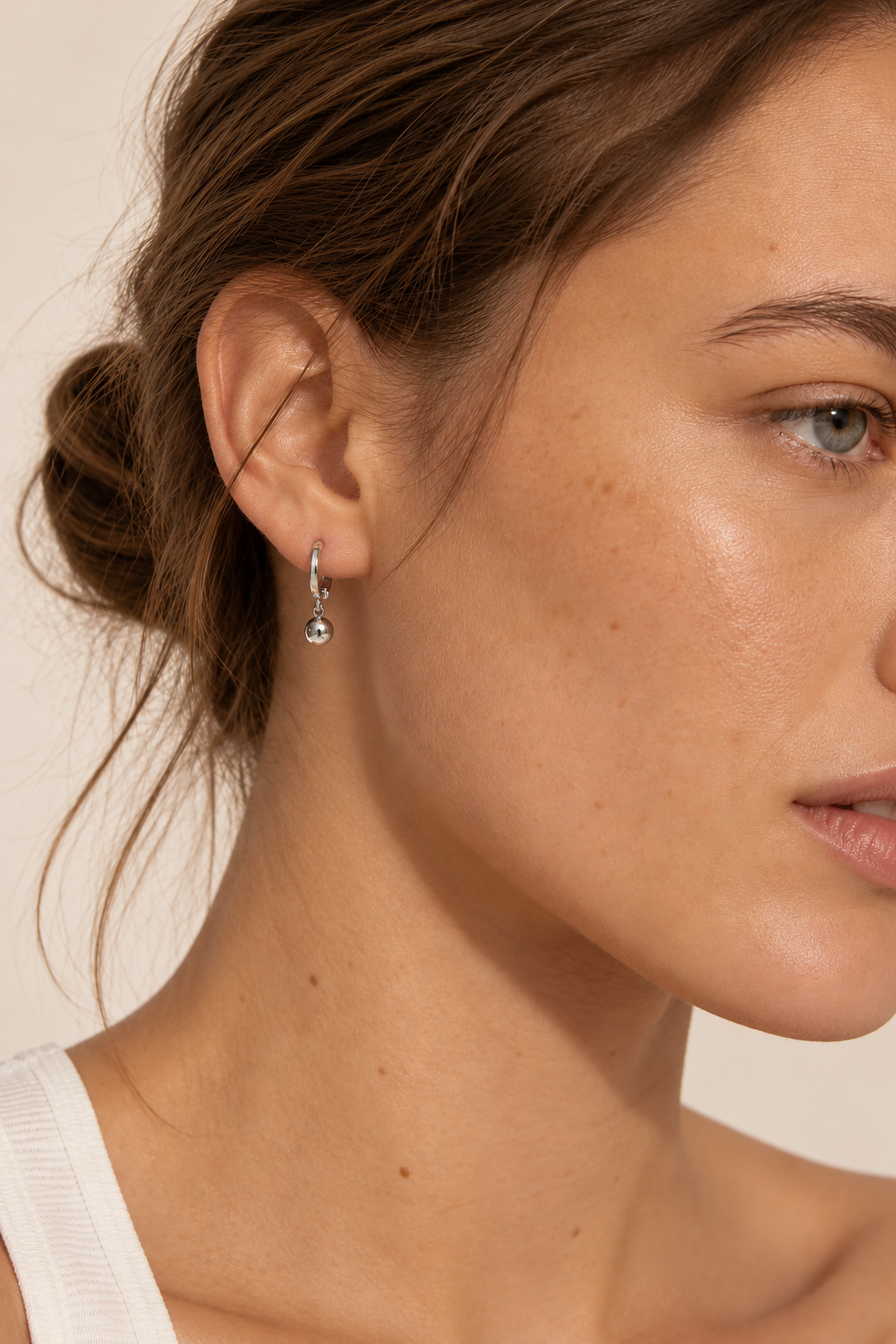 Silver Dot Hoops