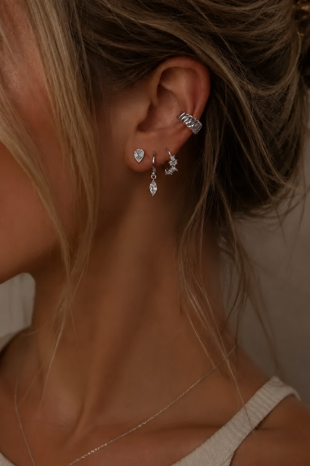 GOLDIE PEAR STUDS- Silver