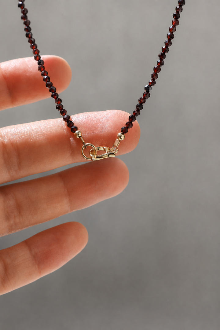 GARNET CHARM HOLDER NECKLACE