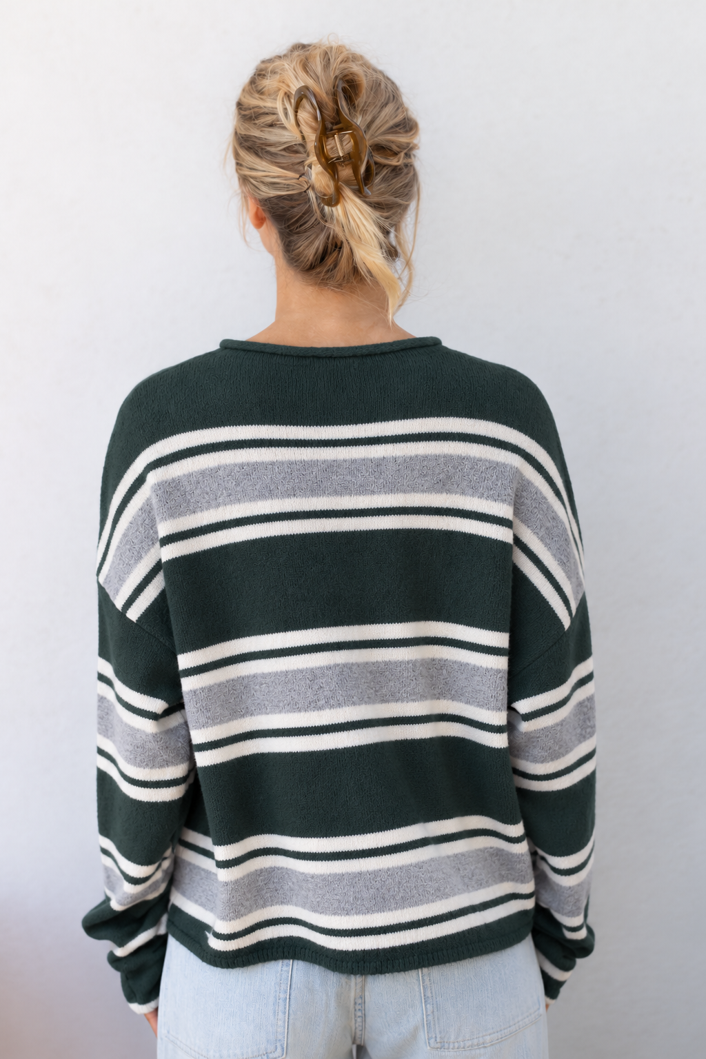 VARSITY STRIPED PIPER CARDIGAN - GREEN