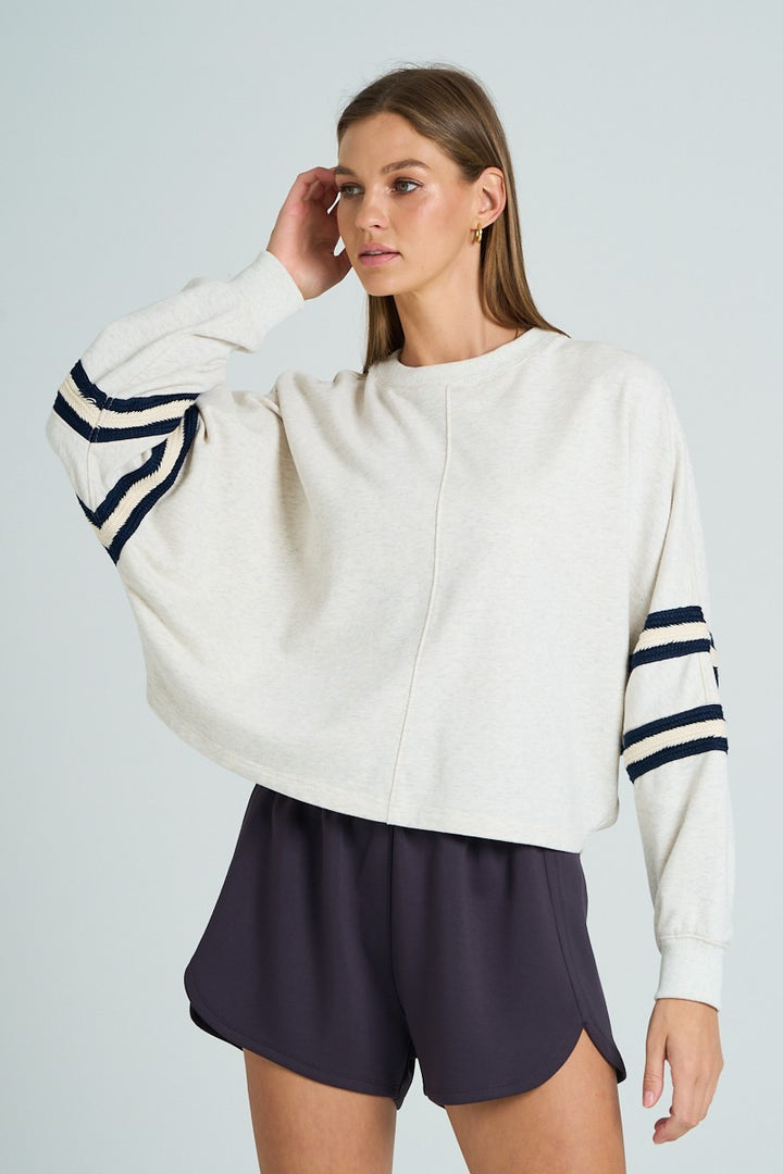 STRIPE SLEEVE SWEATSHIRT