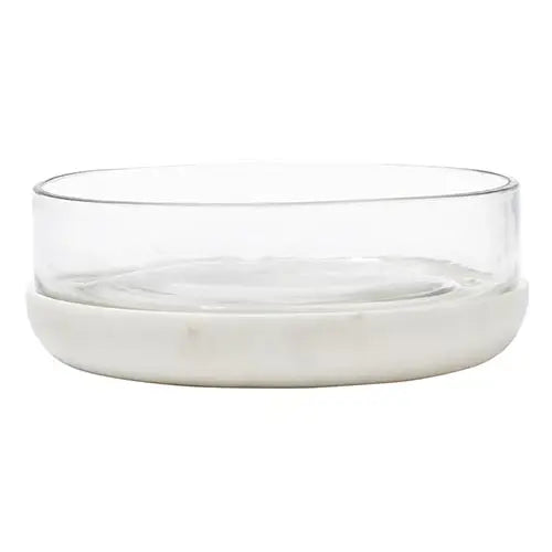 WHITE MARBLE AND GLASS BOWL