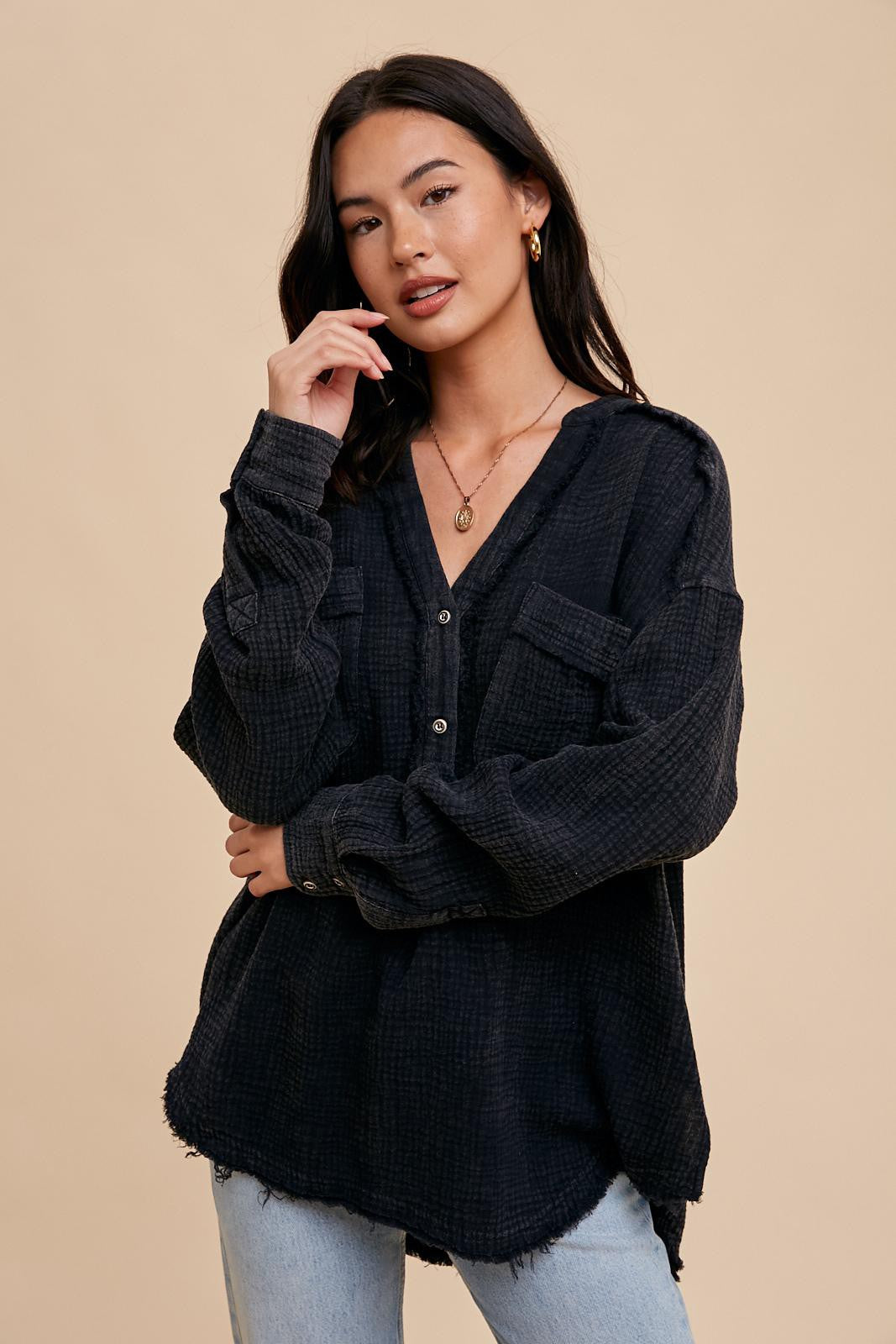 JULIETTE COTTON GAUZE BUTTON UP