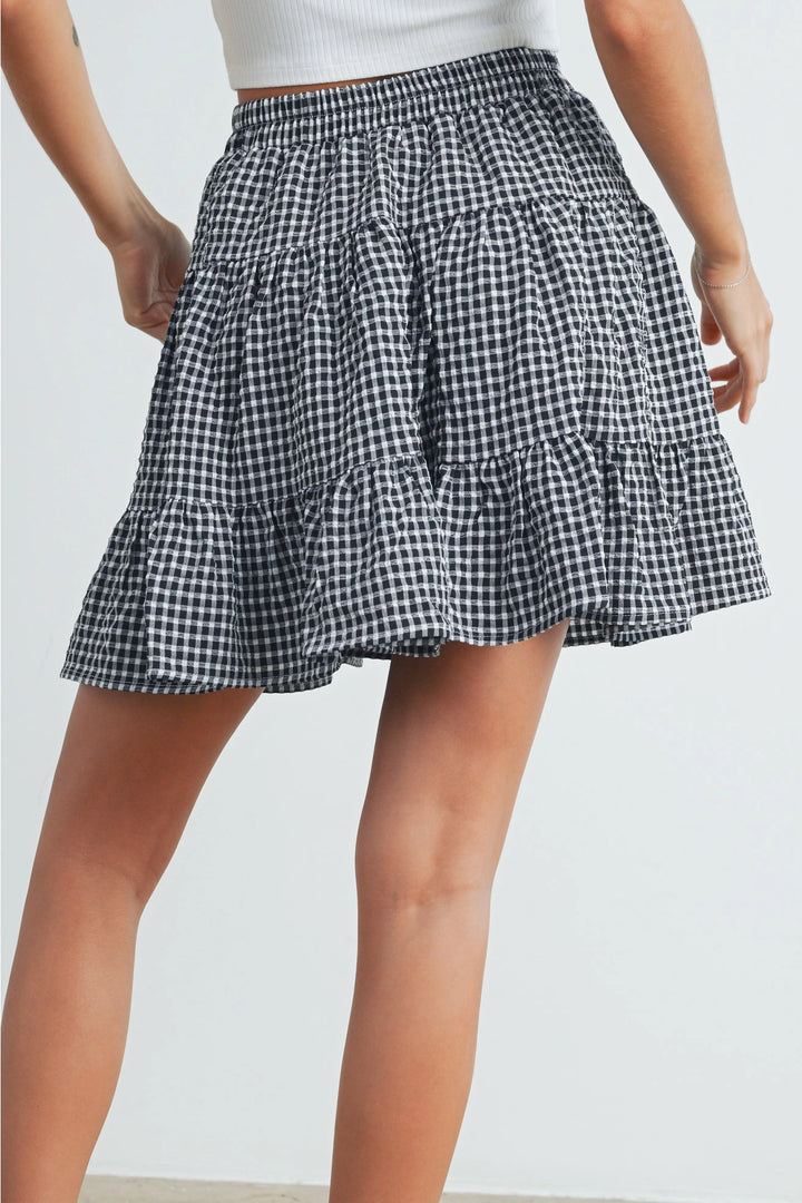 TIERED CHECKERED SKIRT