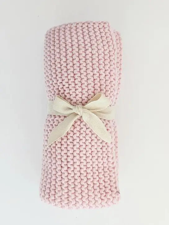 BLUSH GARTER KNIT BABY BLANKET