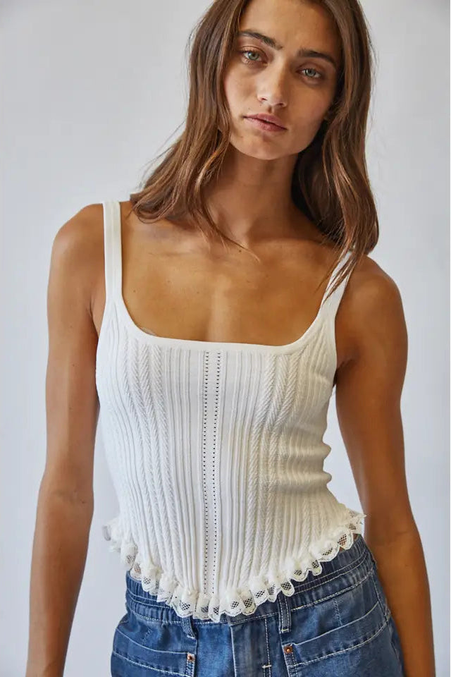 KNIT CORSET TOP WHITE
