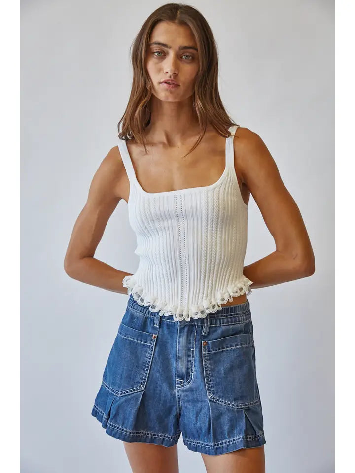 KNIT CORSET TOP WHITE