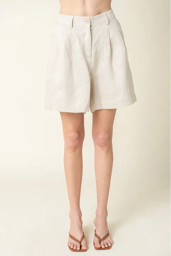 LAMI ESSENTIAL FLOW LINEN SHORTS LIGHT KHAKI