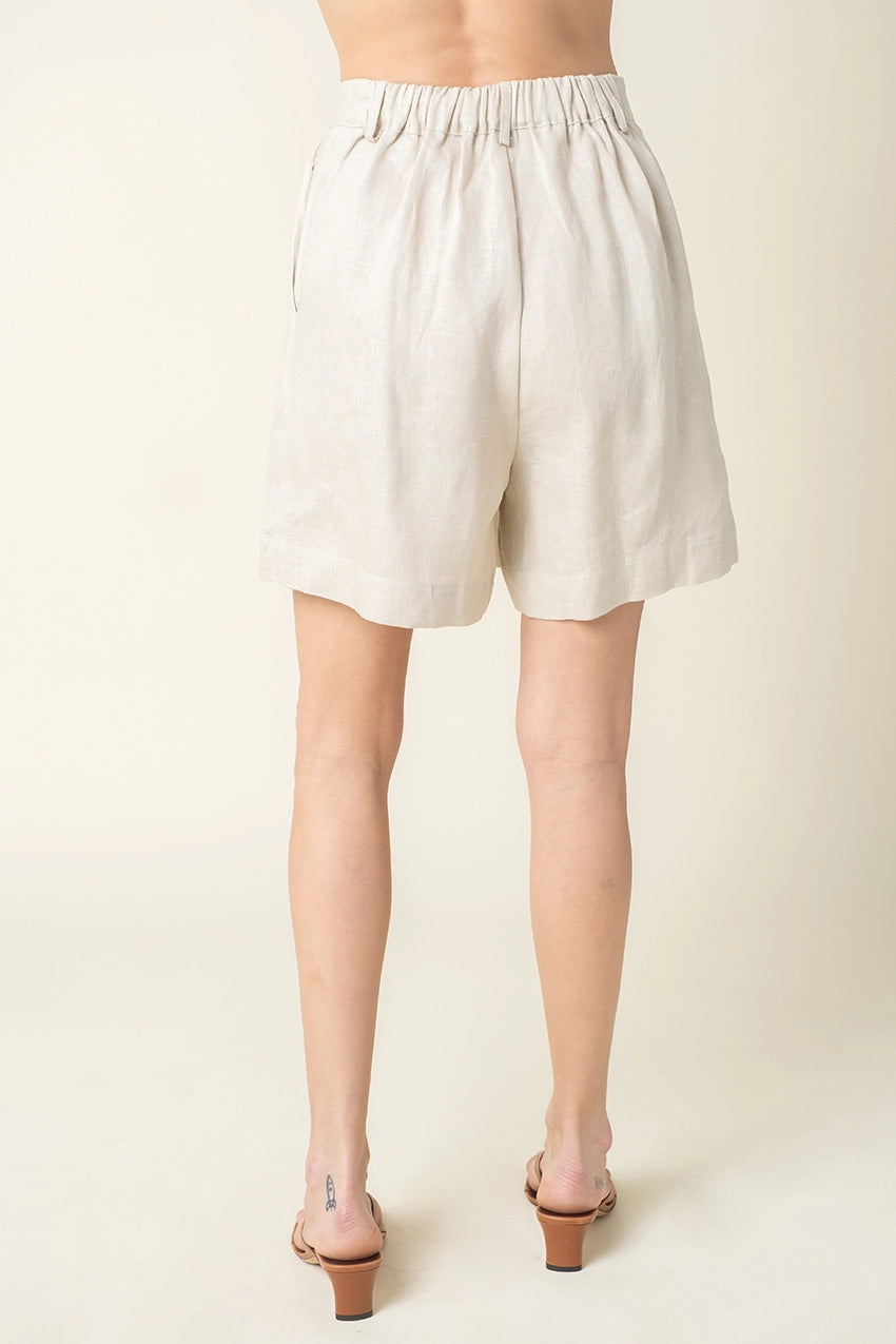 LAMI ESSENTIAL FLOW LINEN SHORTS LIGHT KHAKI