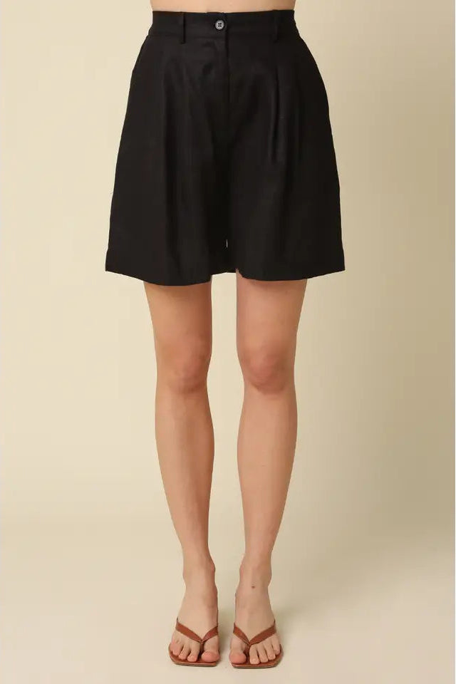 LAMI ESSENTIAL FLOW LINEN SHORTS BLACK