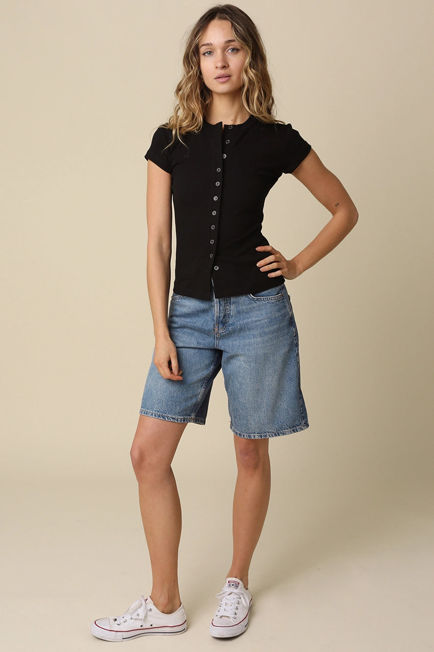 LESLIE BUTTON UP - BLACK