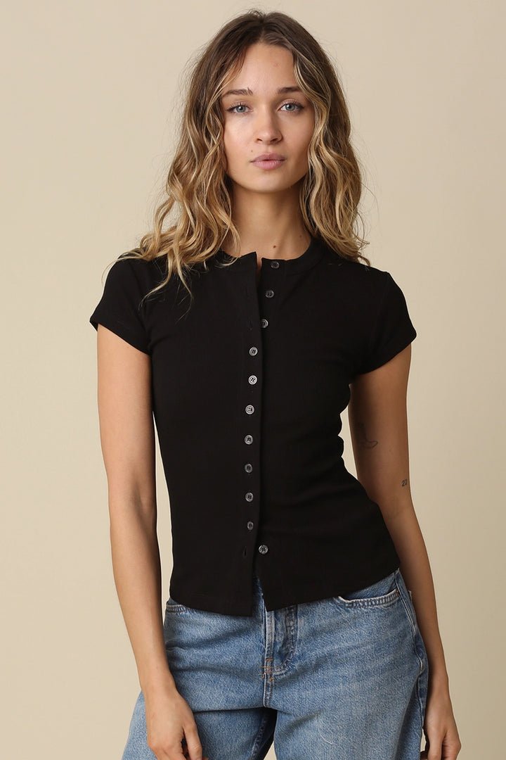 LESLIE BUTTON UP - BLACK