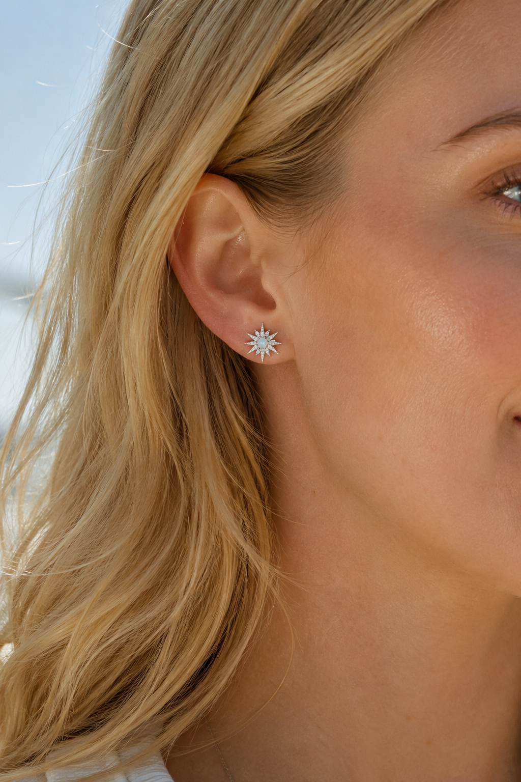 OPAL STAR STUDS- SILVER