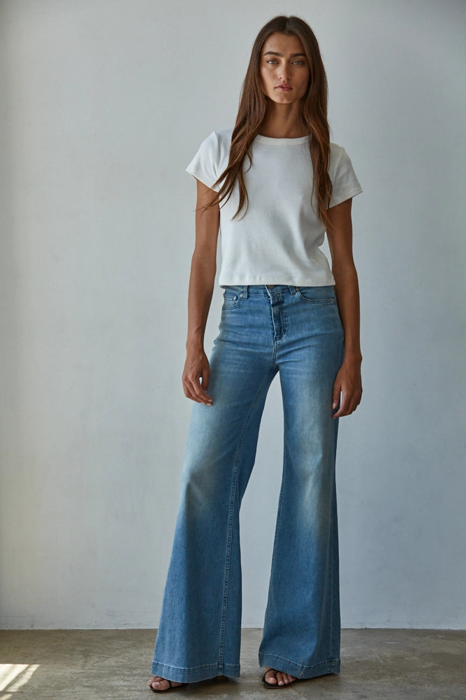 KNIT COTTON CROPPED TEE