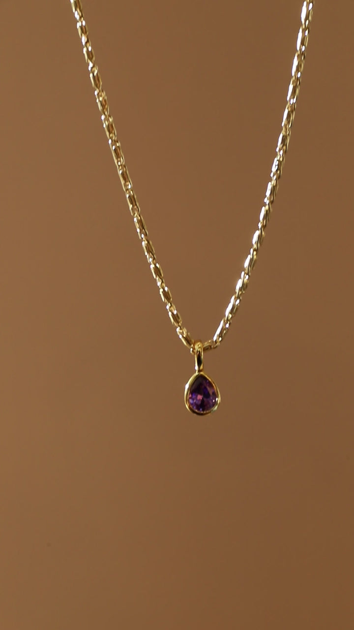 AMETHYST TEARDROP BEZEL NECKLACE