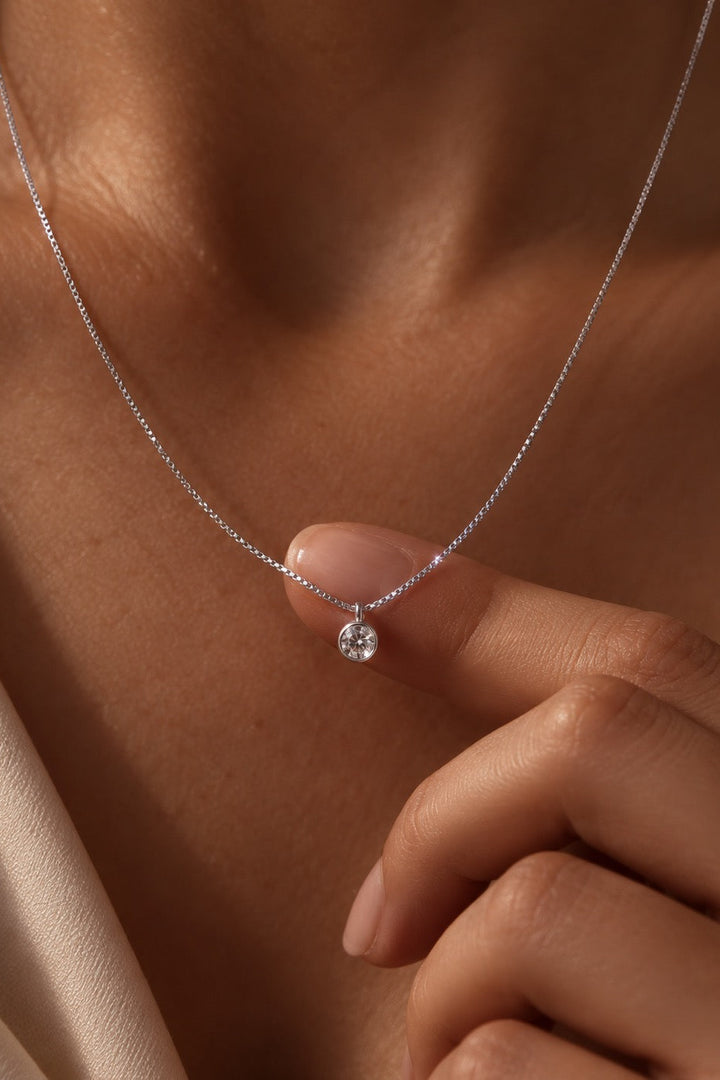 STERLING SILVER MICRO SOLITAIRE CZ NECKLACE