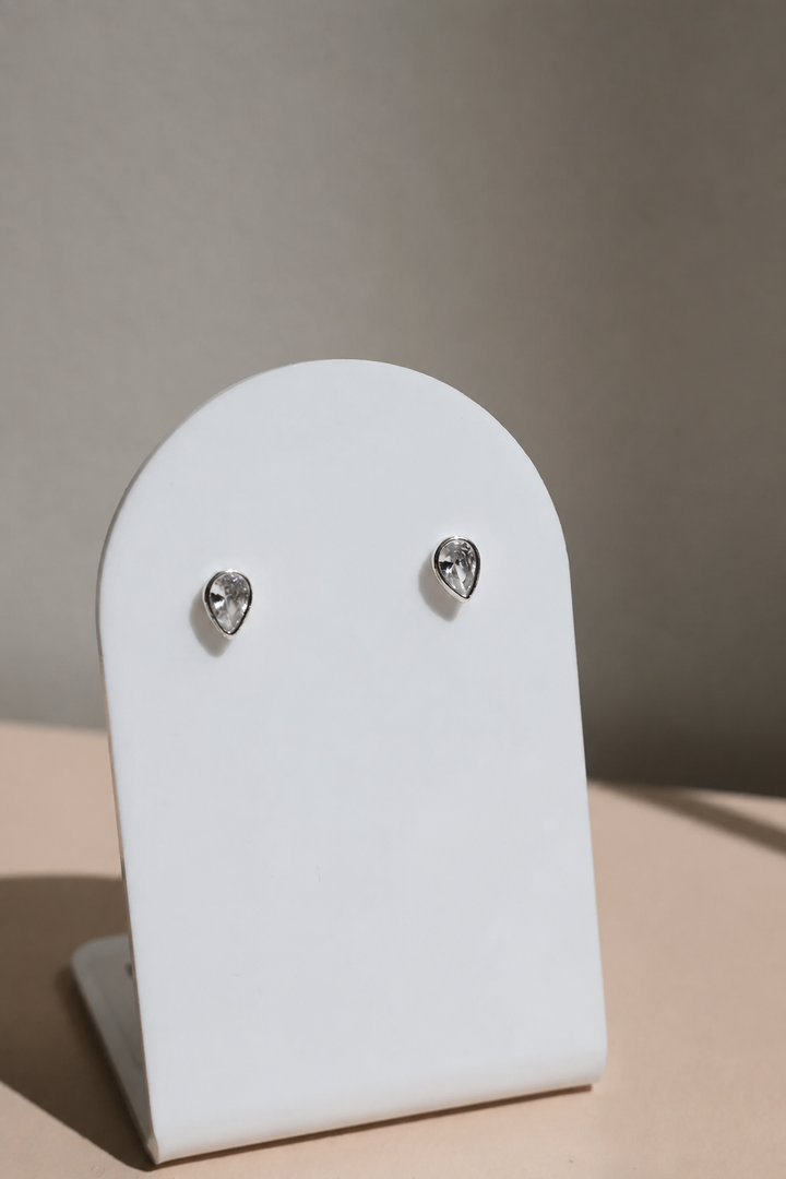 GOLDIE PEAR STUDS- Silver