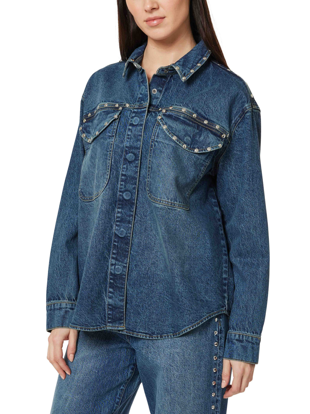 DENIM SHIRT JACKET WITH STUDS