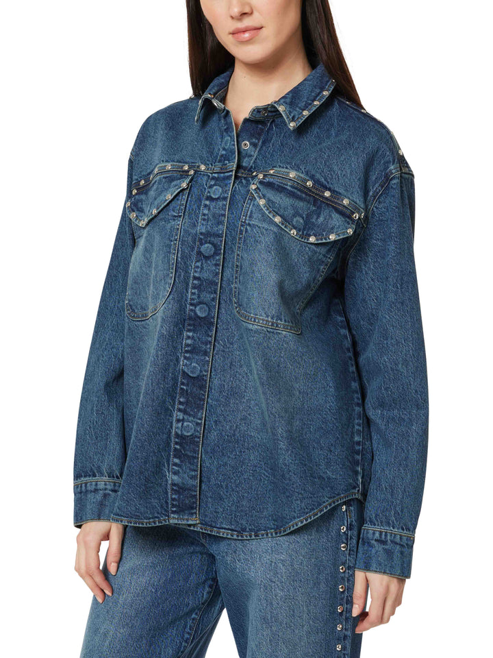 DENIM SHIRT JACKET WITH STUDS