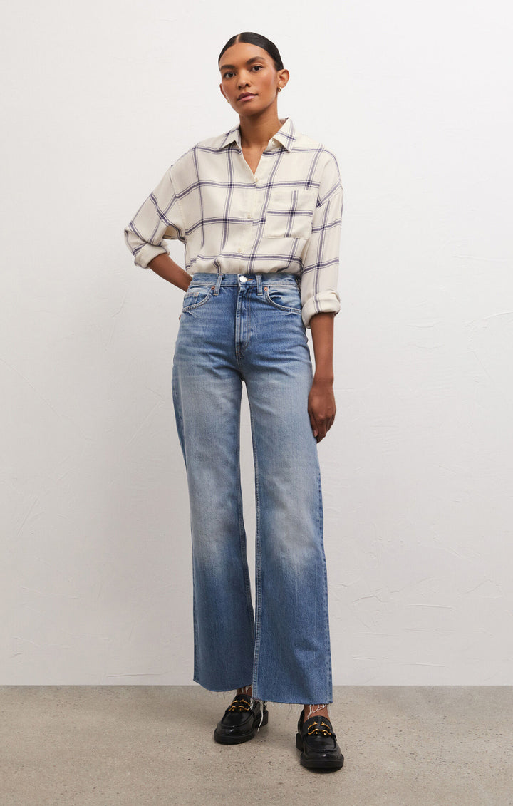 RIVER PLAID BUTTON UP