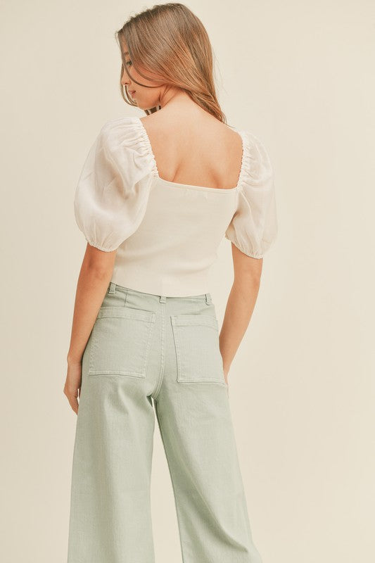 TARA SHEERED SLEEVE TOP