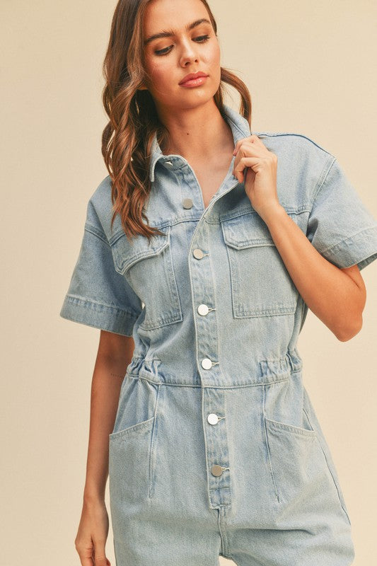 RYLEE DENIM UTILITY JUMPSUIT