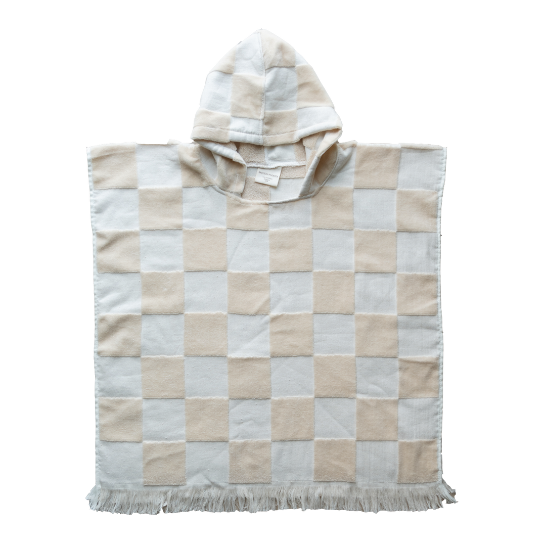 CHECKERBOARD HOODED PONCHO KIDS TOWEL