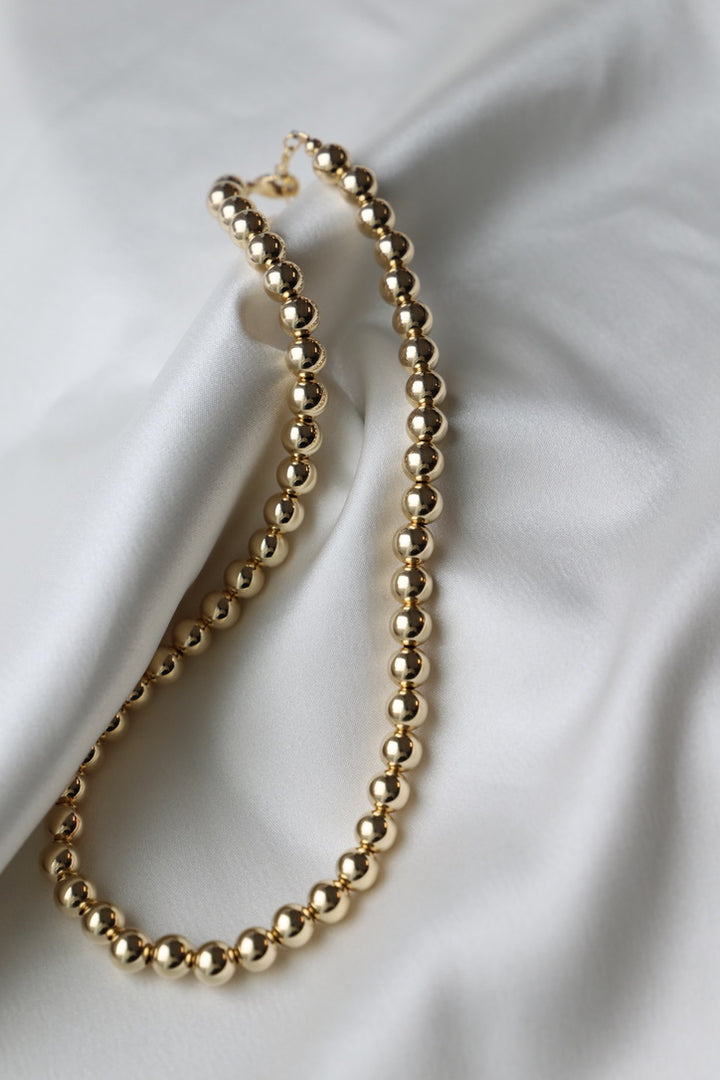 GOLD FILLED 8MM BEADED NECKLACE