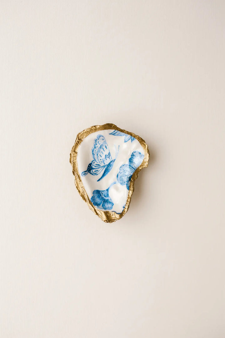 BUTTERFLY DECOUPAGE OYSTER JEWELRY DISH