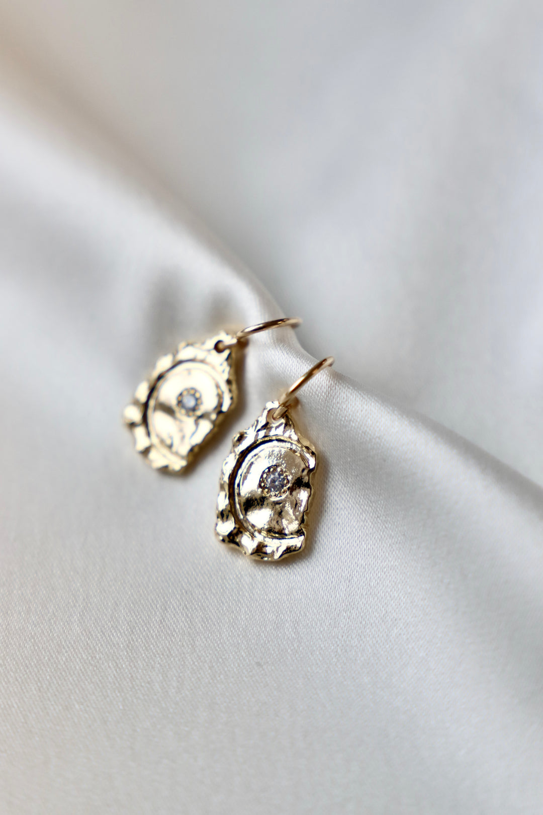 MEDALLION STAMP AND CZ EARRINGS