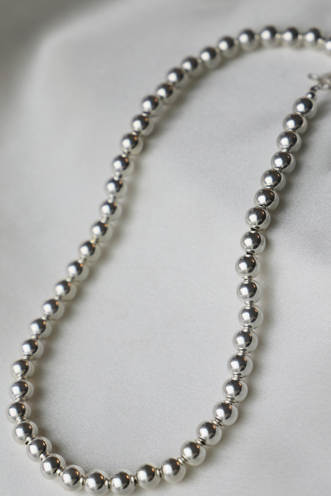 SILVER FILLED 8MM BEADED NECKLACE